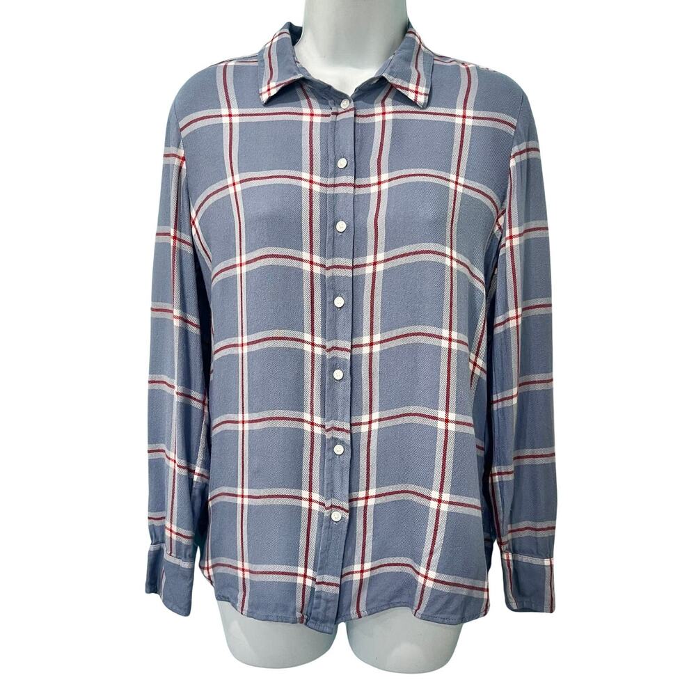 Banana Republic Dillion Cornflower Blue Red White Plaid Flannel Shirt size S